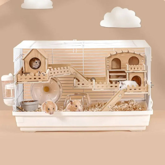 Pet Hamster Cage Transparent Double Deck Villa